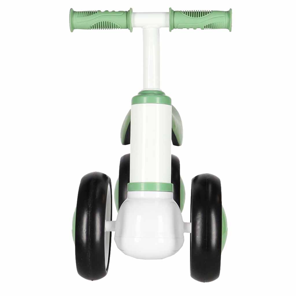 4 kerekű pedál nélküli futóbicikli gyerekeknek, karbonacél vázzal, EVA kerekekkel, 30 kg teherbírással, 54x24x39 cm, zöld és fehér - Image 3
