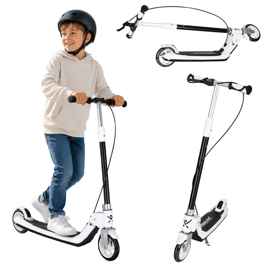 Összecsukható roller gyerekeknek, 2 LED-es világító kerékkel, kézi- és lábfékkel, állítható magassággal, 100 kg teherbírással, 73x36x94 cm, fekete és fehér - Image 12