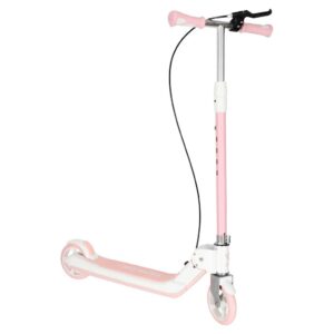 Összecsukható roller gyerekeknek, 2 LED-es világító kerékkel, kézi- és lábfékkel, állítható magassággal, 100 kg teherbírással, 73x36x94 cm, rózsaszín és fehér