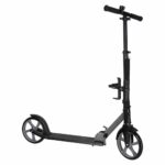 Összecsukható városi roller, 200 mm-es PU kerekekkel, állítható kormánnyal, hátsó fékkel, 100 kg teherbírással, 90x39x95 cm, fekete és szürke