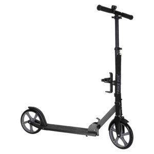 Összecsukható városi roller, 200 mm-es PU kerekekkel, állítható kormánnyal, hátsó fékkel, 100 kg teherbírással, 90x39x95 cm, fekete és szürke