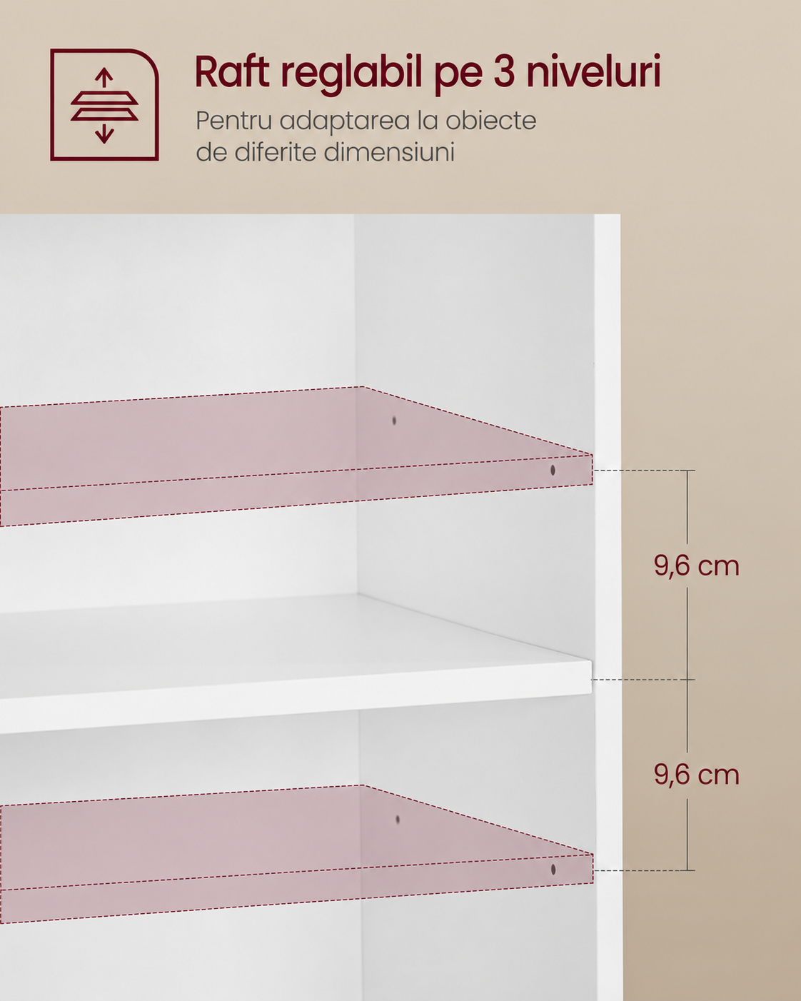 VASAGLE Éjjeliszekrény nyitott rekeszekkel és állítható polccal, minimalista stílus, MDF és forgácslap, 40x30x60 cm, fehér - Image 6