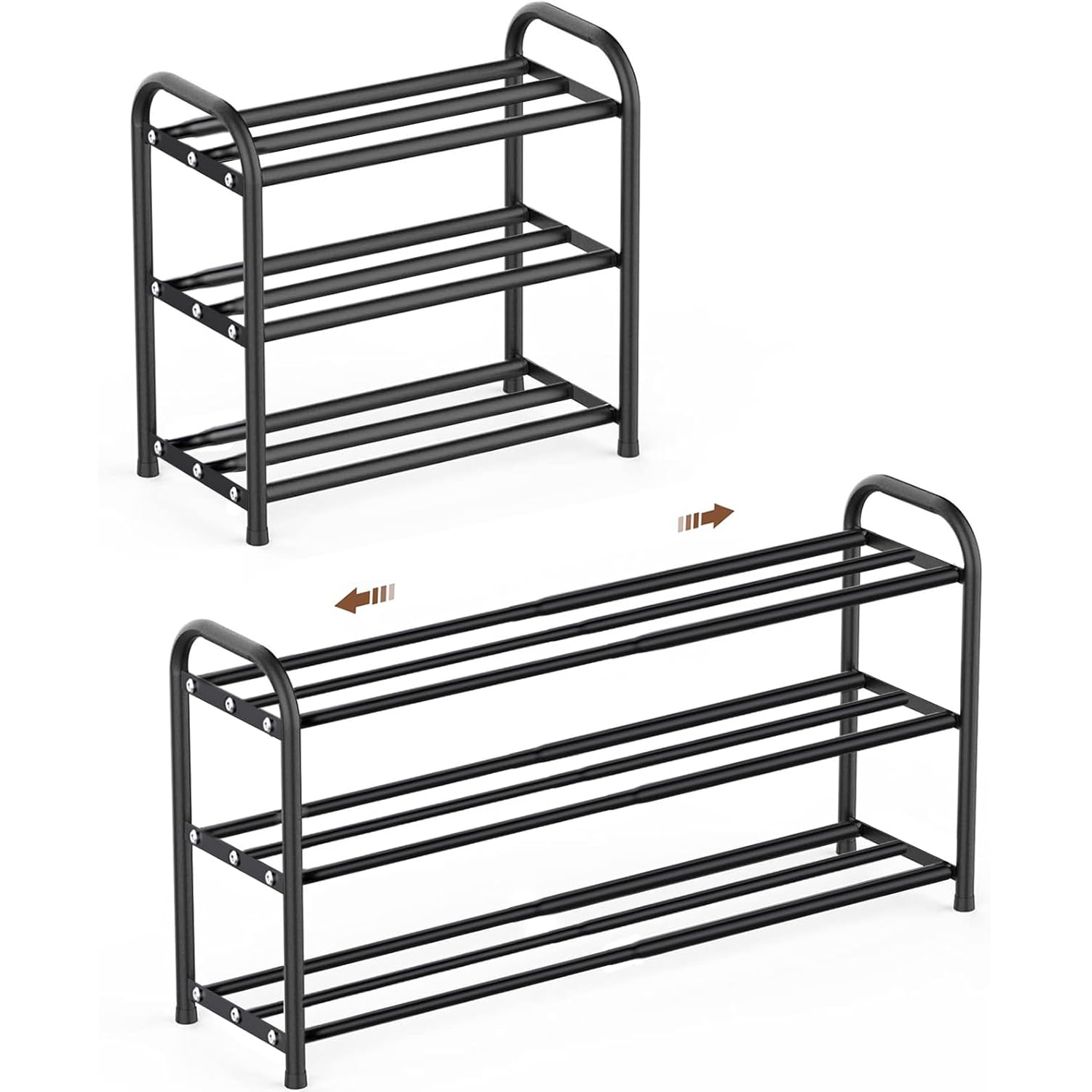 SONGMICS Suport extensibil pentru incaltaminte, 3 niveluri, metal, reglabil 45-82 cm, negru
