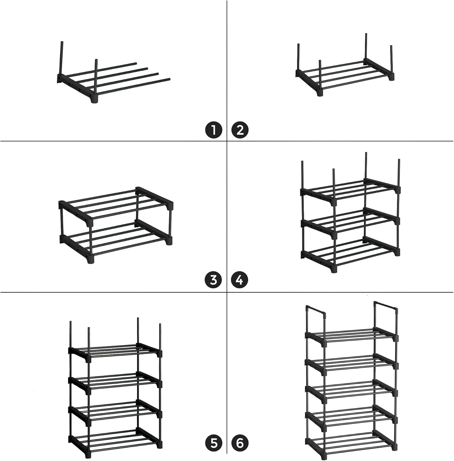SONGMICS 5 szintes cipotarto allvany modularis es bovitheto femszerkezettel, 45x30x90 cm, fekete - Image 3