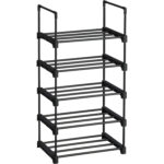SONGMICS 5 szintes cipotarto allvany modularis es bovitheto femszerkezettel, 45x30x90 cm, fekete