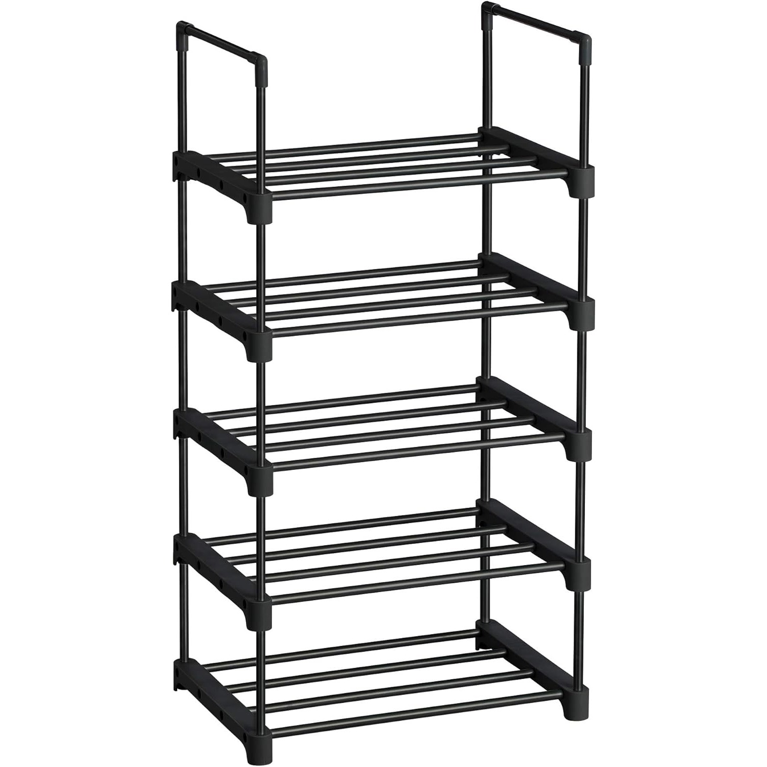 SONGMICS 5 szintes cipotarto allvany modularis es bovitheto femszerkezettel, 45x30x90 cm, fekete