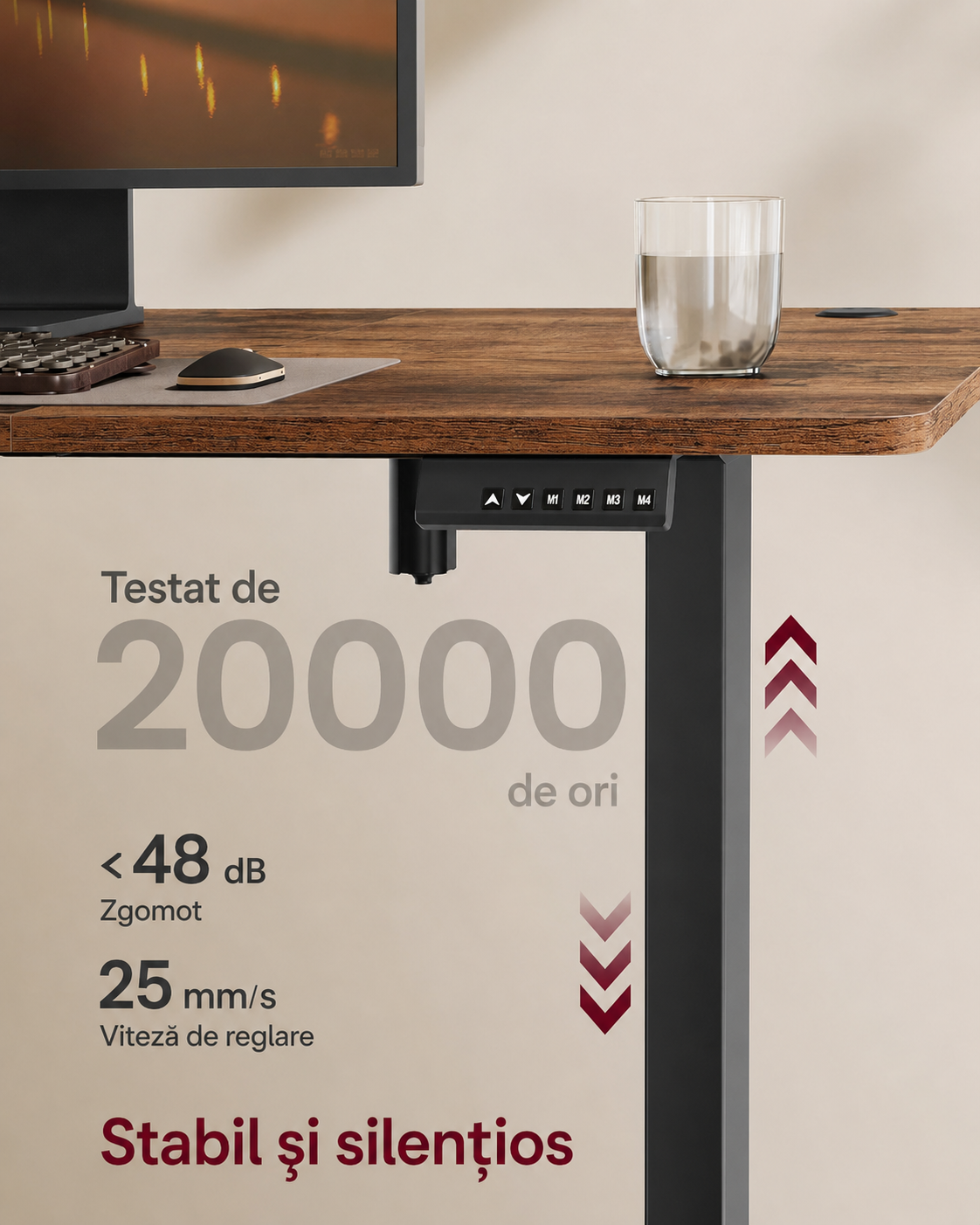 SONGMICS elektromosan allithato magassagu iroasztal, sit-stand funkcio, 4 memoria, kabelrendezo, 180x80x72-120 cm, rusztikus barna - Image 3