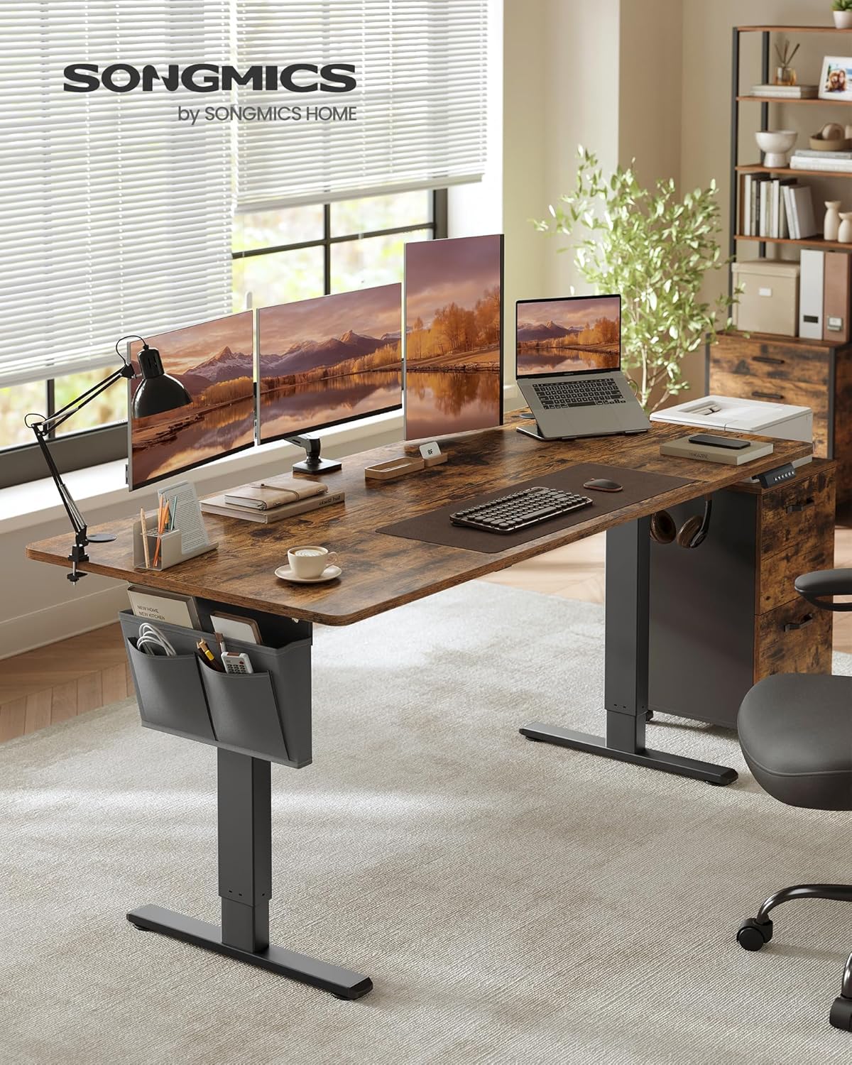 SONGMICS elektromosan allithato magassagu iroasztal, sit-stand funkcio, 4 memoria, kabelrendezo, 180x80x72-120 cm, rusztikus barna - Image 5