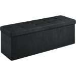 SONGMICS Összecsukható pad tárolóhellyel, 110x38x38 cm, MDF és szövet, teherbírás 300 kg, fekete