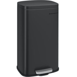SONGMICS Pedálos szemetes, 30 l, lassan záródó fedéllel, kivehető belső vödörrel, acél, fekete