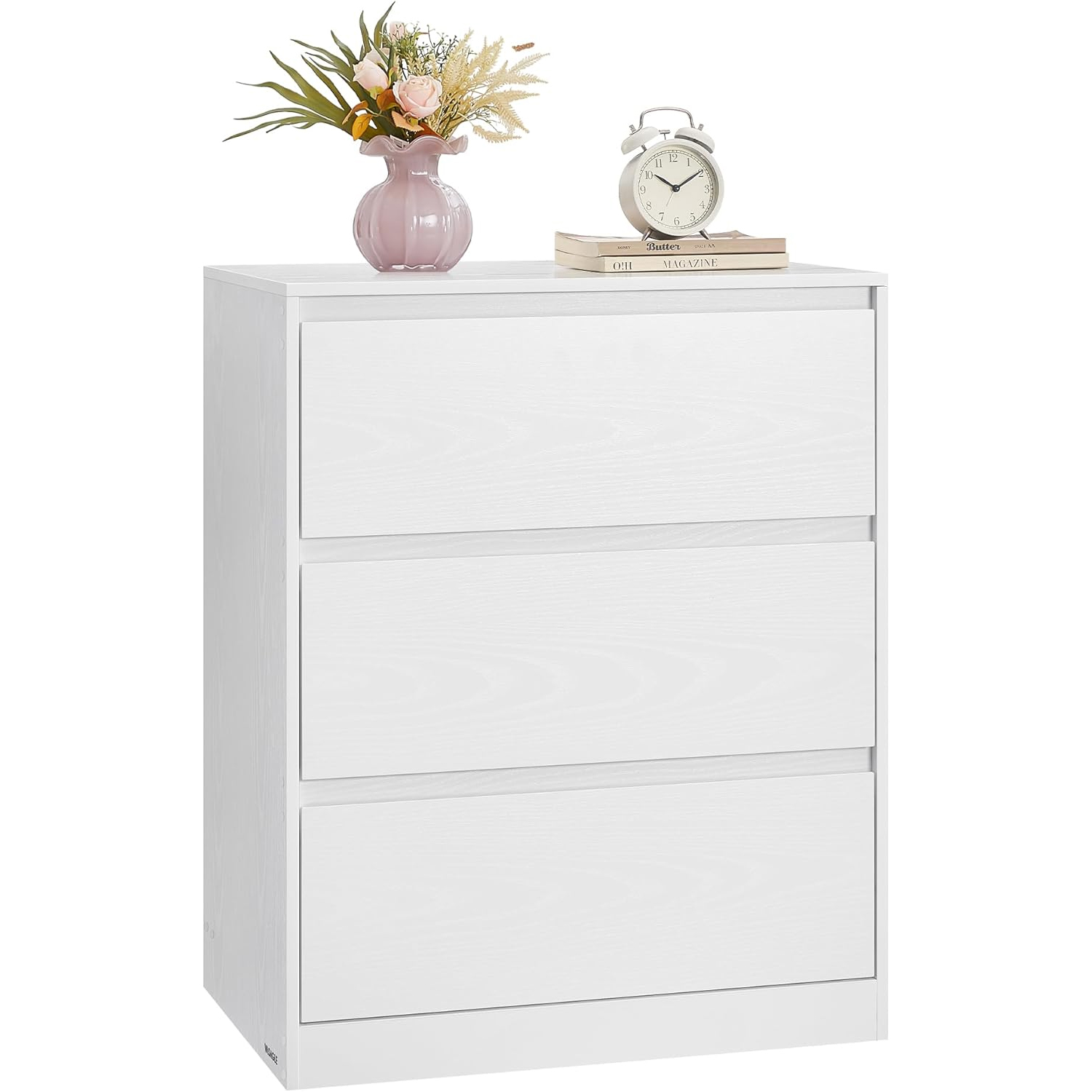 VASAGLE komód 3 fiókkal, modern minimalista kialakítás, forgácslap és MDF, 60x40x75 cm, fehér - Image 3