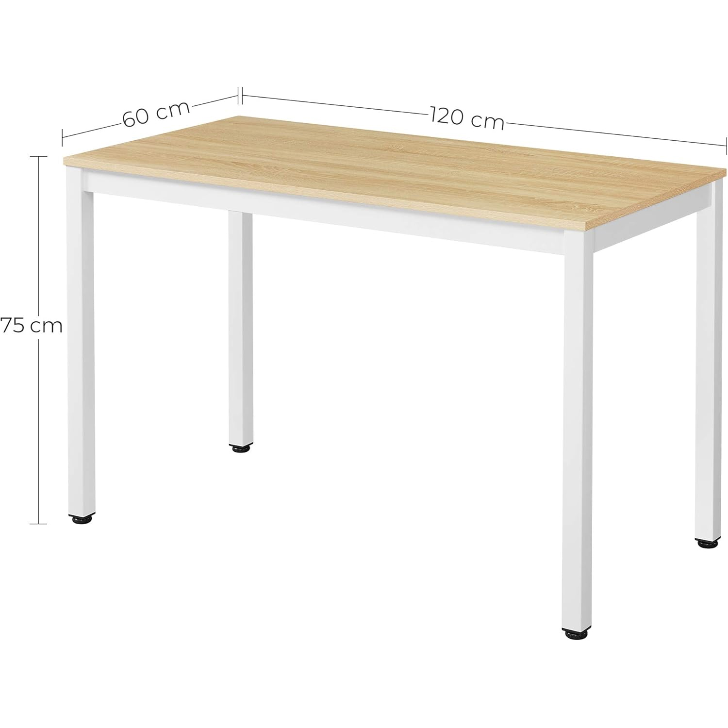 VASAGLE szamitogepasztal femvazzal, 120x60x75 cm, fahatasu/feher - Image 7