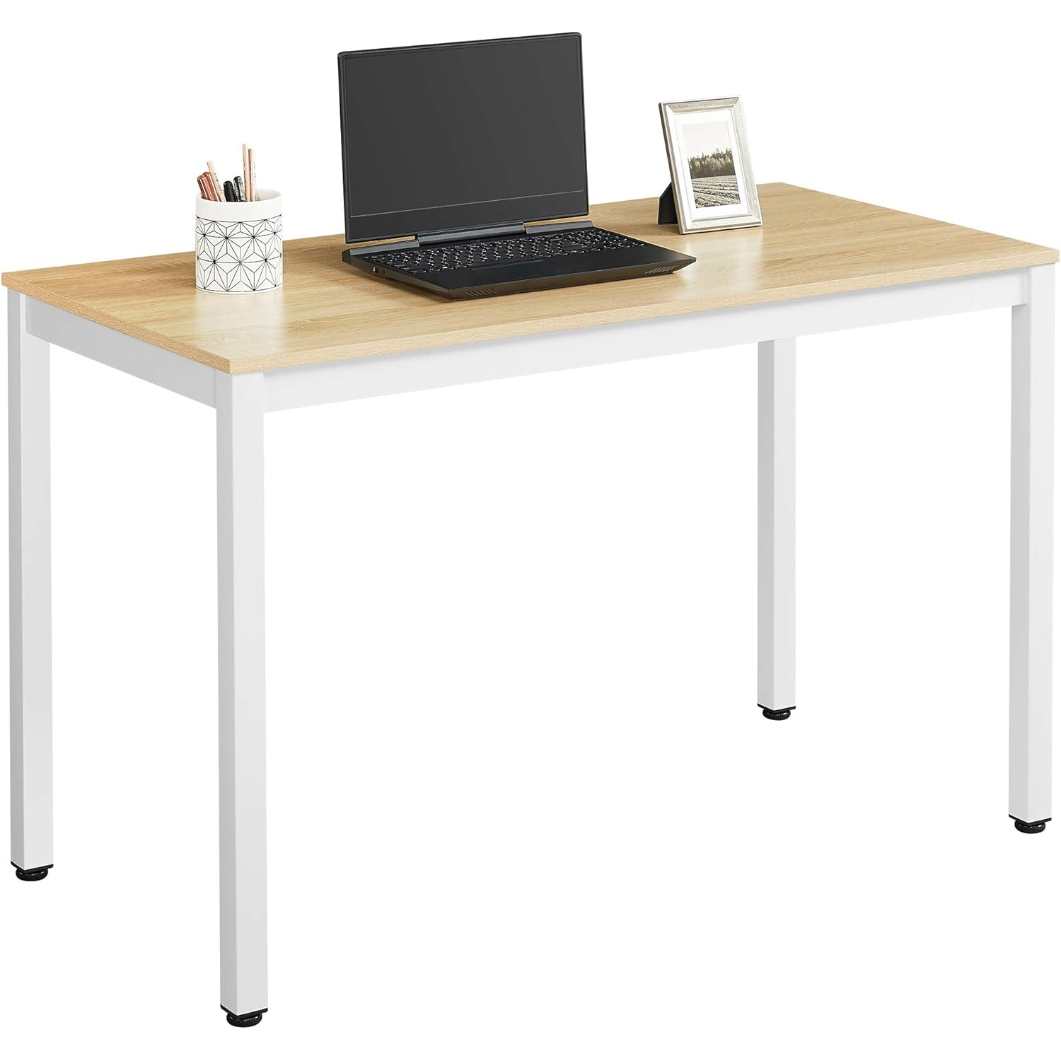 VASAGLE szamitogepasztal femvazzal, 120x60x75 cm, fahatasu/feher - Image 8