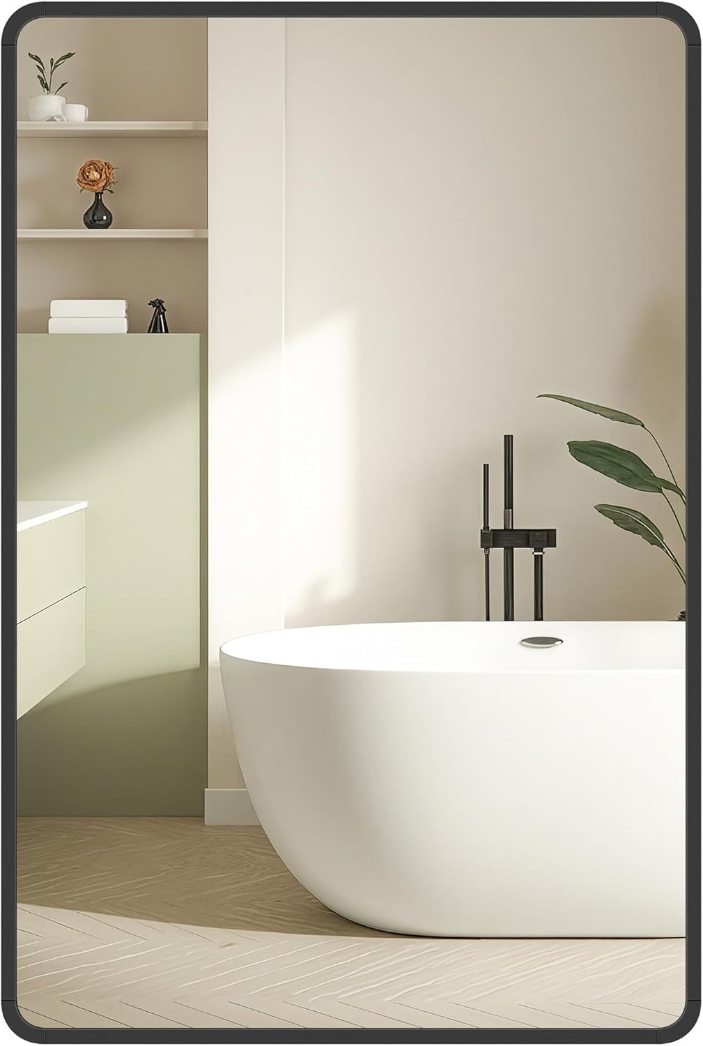SONGMICS Téglalap alakú falitükör alumínium kerettel, 91x61 cm, fekete - Image 3