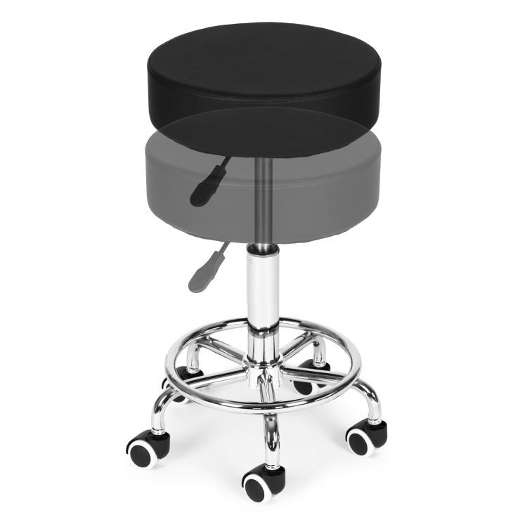 Forgathato ergonomikus szek salonba vagy rendelobe, 51-65 cm magassagban allithato, 34 cm-es ulofelulet mubor boritassal, max. 114 kg, fekete - Image 7