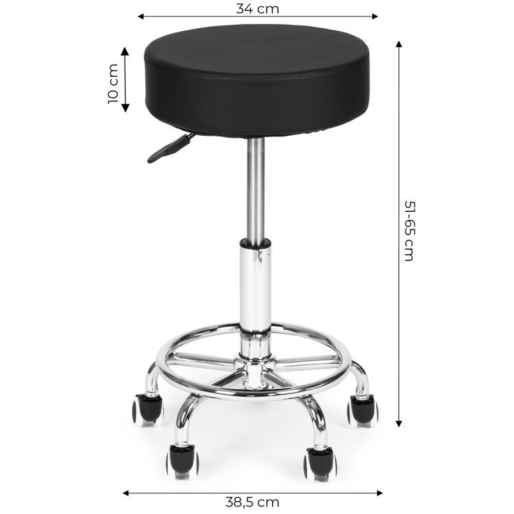Forgathato ergonomikus szek salonba vagy rendelobe, 51-65 cm magassagban allithato, 34 cm-es ulofelulet mubor boritassal, max. 114 kg, fekete - Image 9