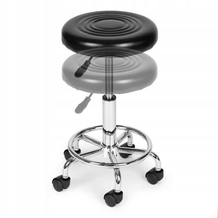 Forgathato ergonomikus szek salonba vagy rendelobe, 47-62 cm magassagban allithato, 34 cm-es ulofelulet mubor boritassal, max. 114 kg, fekete - Image 6