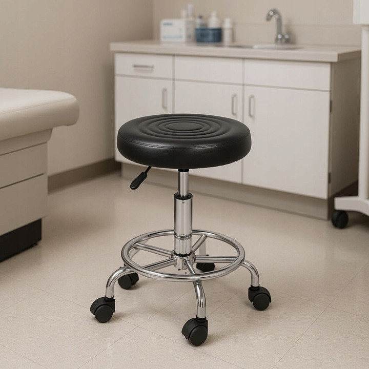 Forgathato ergonomikus szek salonba vagy rendelobe, 47-62 cm magassagban allithato, 34 cm-es ulofelulet mubor boritassal, max. 114 kg, fekete - Image 8