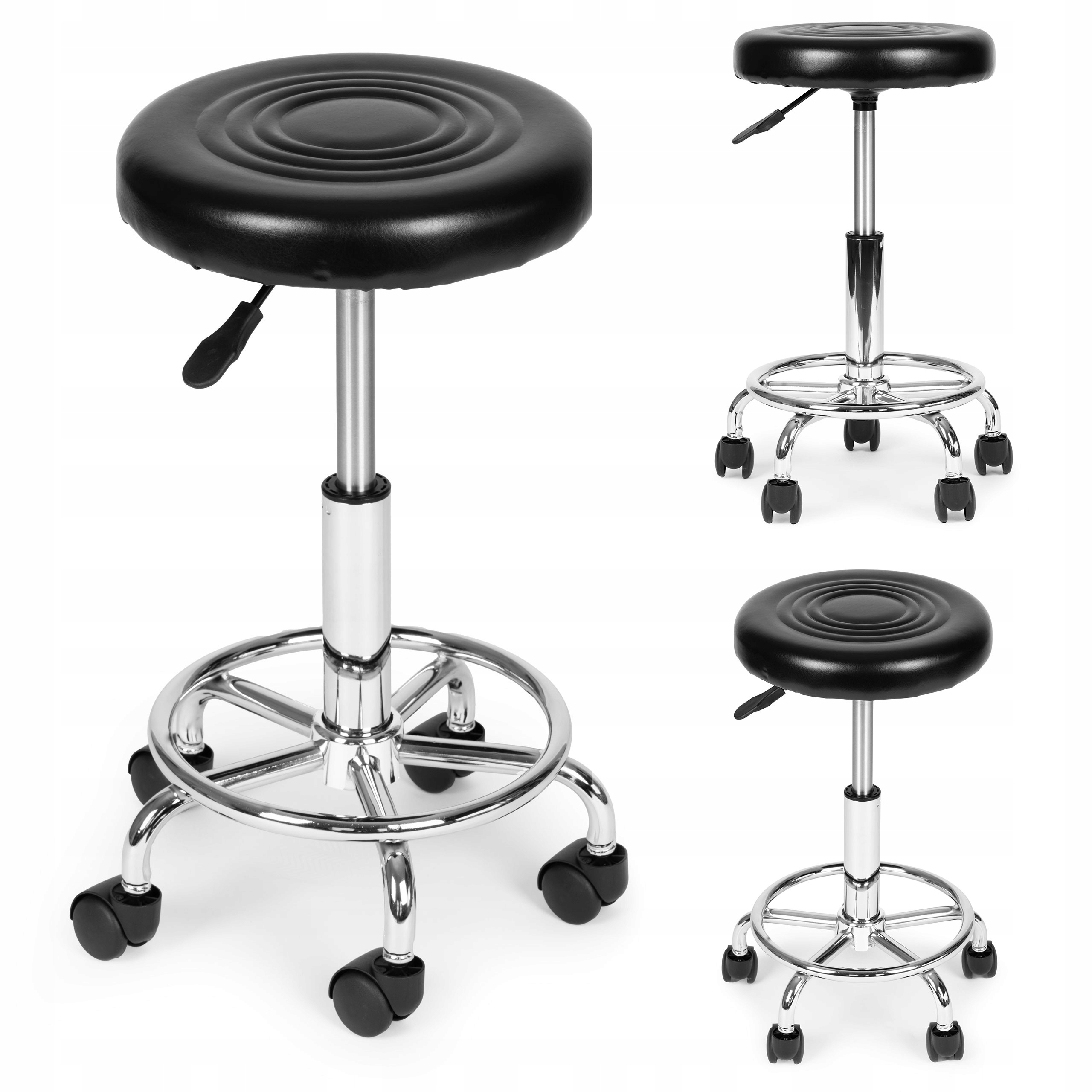 Forgathato ergonomikus szek salonba vagy rendelobe, 47-62 cm magassagban allithato, 34 cm-es ulofelulet mubor boritassal, max. 114 kg, fekete - Image 9