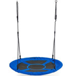 Gólyafészek kerti hinta, 100 cm átmérővel, állítható magassággal, 150 kg teherbírással, kék