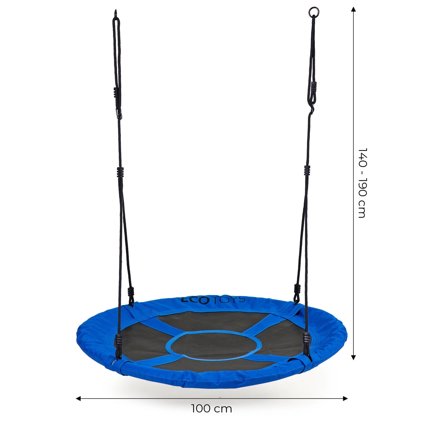 Gólyafészek kerti hinta, 100 cm átmérővel, állítható magassággal, 150 kg teherbírással, kék - Image 7