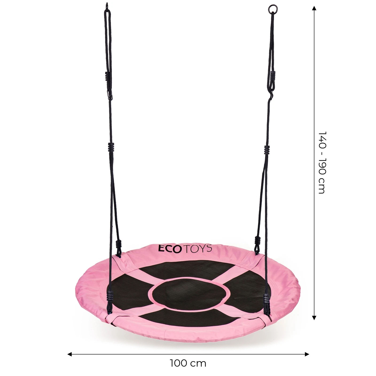 Gólyafészek kerti hinta, 100 cm átmérővel, állítható magassággal, 150 kg teherbírással, rózsaszín - Image 6