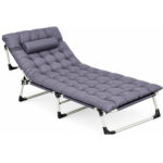 Osszecsukhato kerti napagy vastag matraccal es parnaval, allithato hattamlaval, max. 120 kg, 67x193x77 cm, szurke