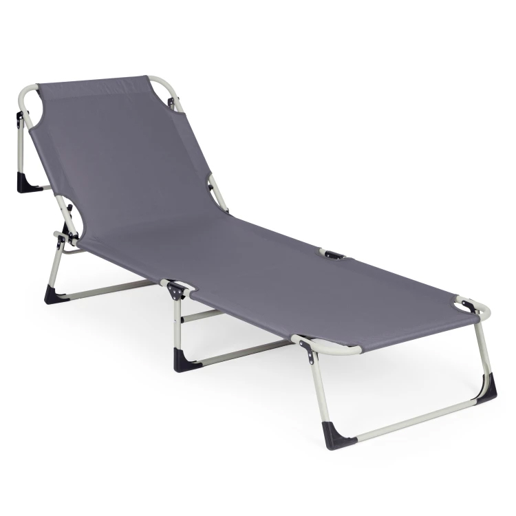 Osszecsukhato kerti napagy vastag matraccal es parnaval, allithato hattamlaval, max. 120 kg, 67x193x77 cm, szurke - Image 8