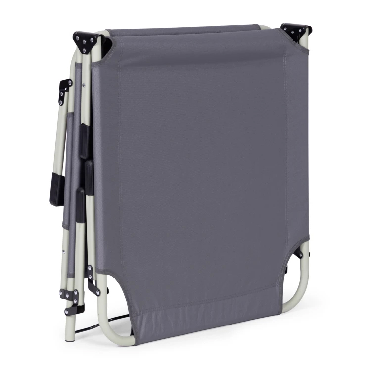 Osszecsukhato kerti napagy vastag matraccal es parnaval, allithato hattamlaval, max. 120 kg, 67x193x77 cm, szurke - Image 9