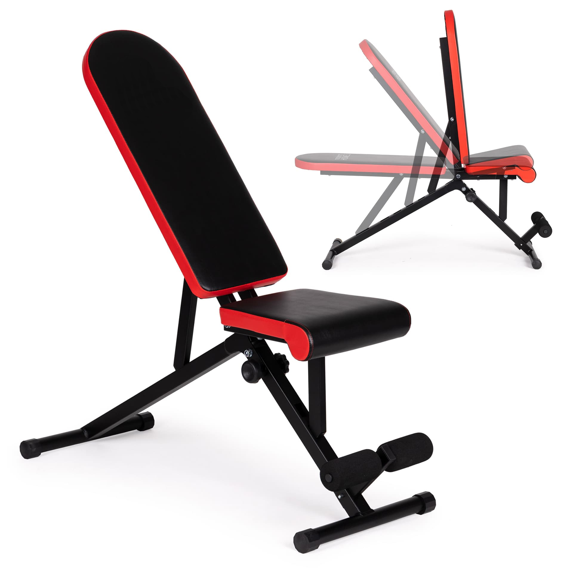 Banca de antrenament fitness reglabila, cu spatar si sezut ajustabil, pliabila, 107x43x50 cm, negru - Image 4