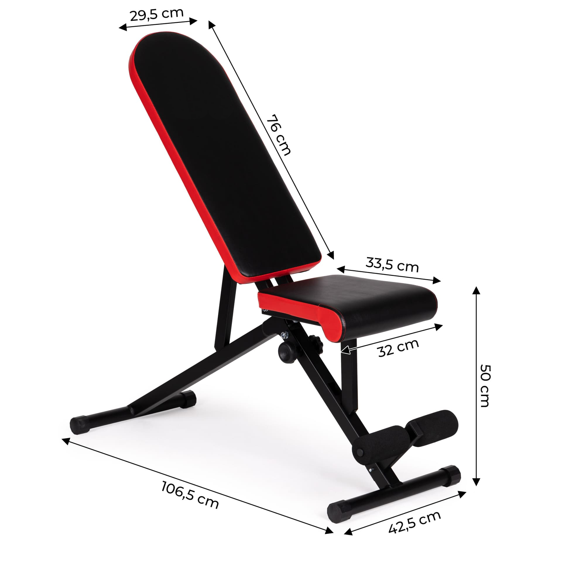 Banca de antrenament fitness reglabila, cu spatar si sezut ajustabil, pliabila, 107x43x50 cm, negru - Image 5