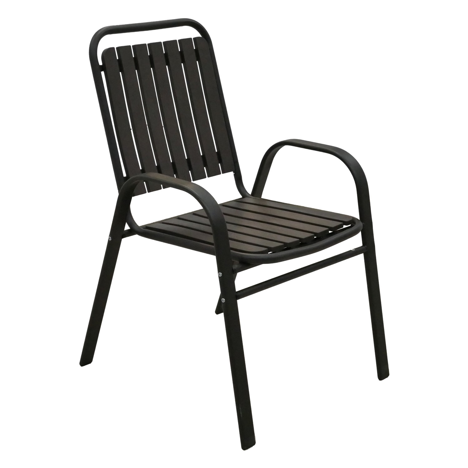 2 db kerti szék karfával, PP ülőfelület és fémváz, 56x63x89 cm, barna - Image 3