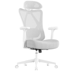 SONGMICS ergonomikus irodai szek halos hattamlaval, karfakkal es fem talppal, szurke