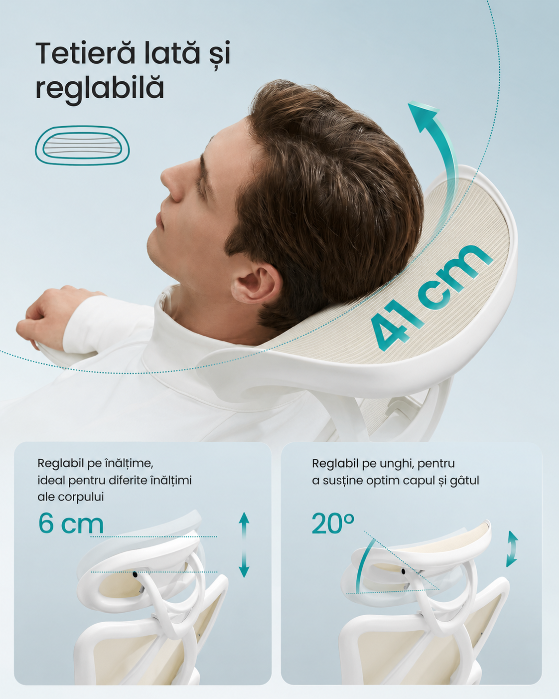 SONGMICS ergonomikus irodai szek allithato derektamasszal es fejtamlaval, 70x70x125 cm, cappuccino bezs - Image 3