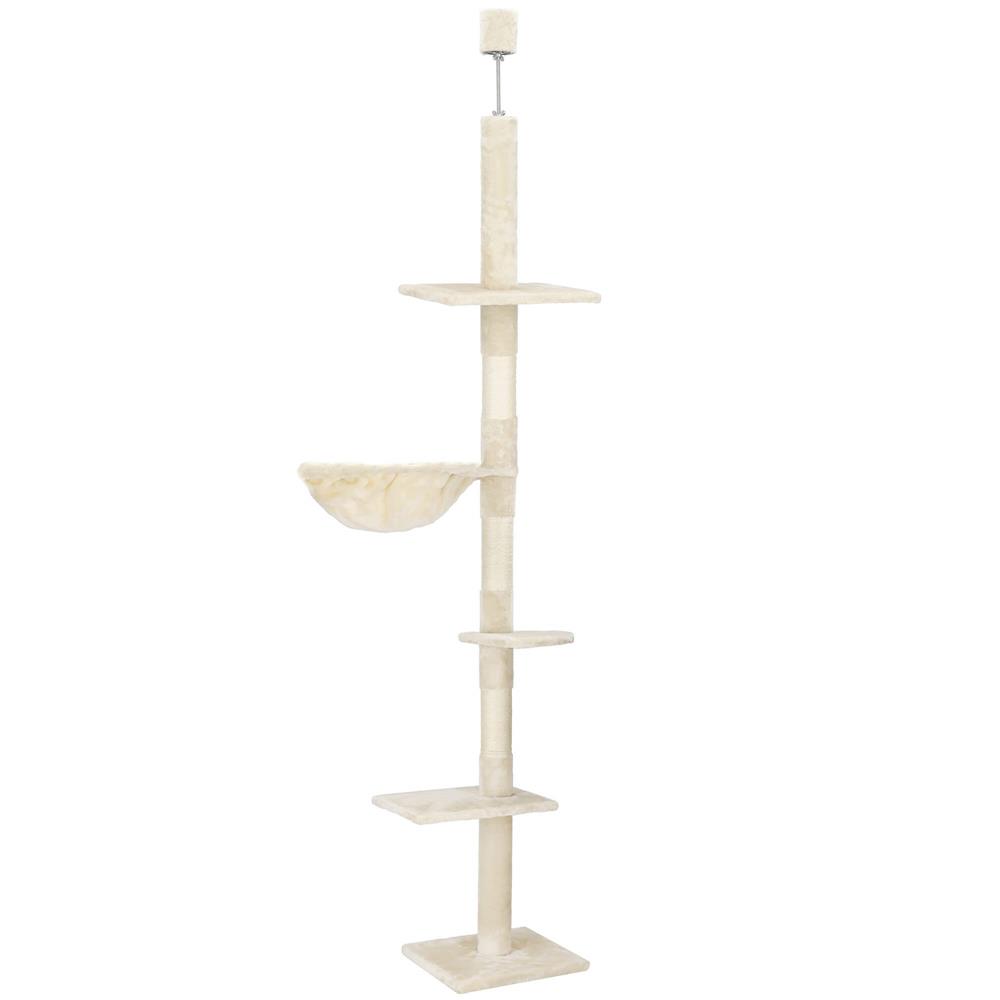 Macskabútor mennyezetig érő mászóoszloppal, állítható magasság, 240–265 cm, bézs