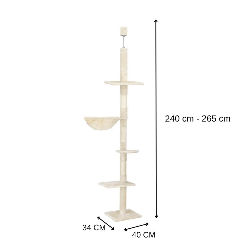 Macskabútor mennyezetig érő mászóoszloppal, állítható magasság, 240–265 cm, bézs - Image 18