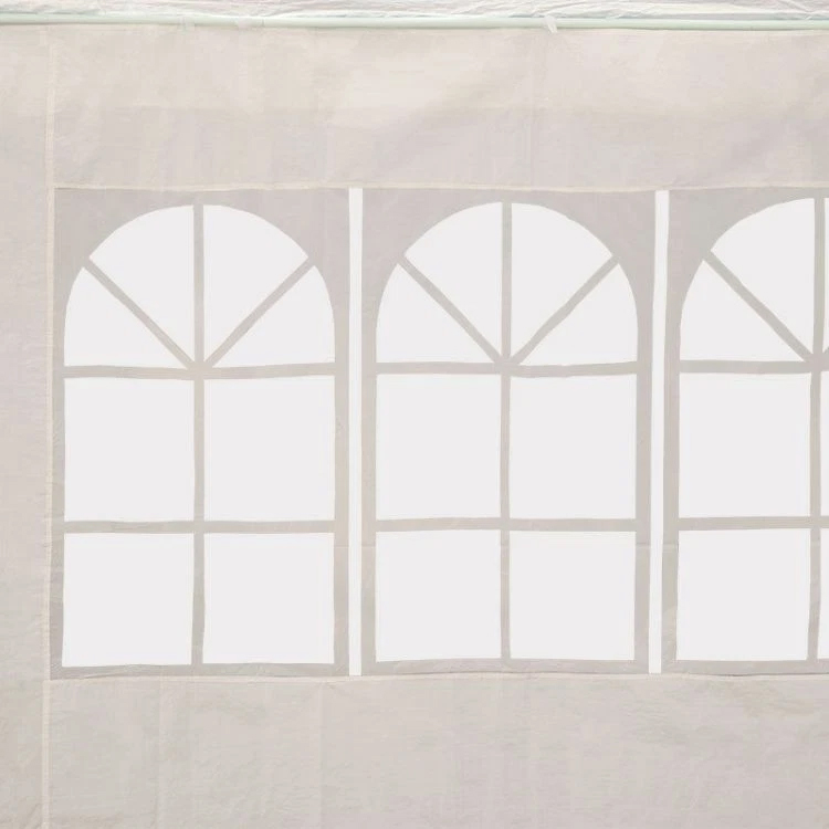 Kerti pavilon 300x600 cm, 6 levehető oldalfallal, ablakokkal és ajtóval, fémvázzal, vízálló PE ponyvával, fehér - Image 6