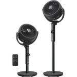 SONGMICS Álló ventilátor, állítható magassággal, csendes 20 dB, 24 W, 15 sebességfokozat, távirányító, 120°-os oszcilláció, fekete