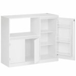 VASAGLE konyhaszekrény mikrohullámú sütő tartópolccal, 3 ajtóval, állítható polcokkal és beépített konnektorral, 90 x 40 x 90 cm, fehér