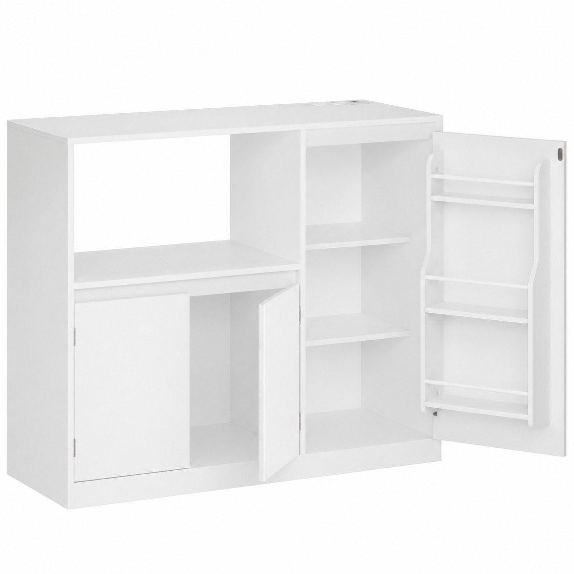 VASAGLE konyhaszekrény mikrohullámú sütő tartópolccal, 3 ajtóval, állítható polcokkal és beépített konnektorral, 90 x 40 x 90 cm, fehér