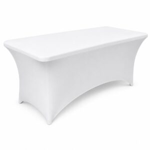 Rugalmas huzat kerti vagy rendezvenyasztalhoz, polieszter es spandex, 240x76x74 cm, feher