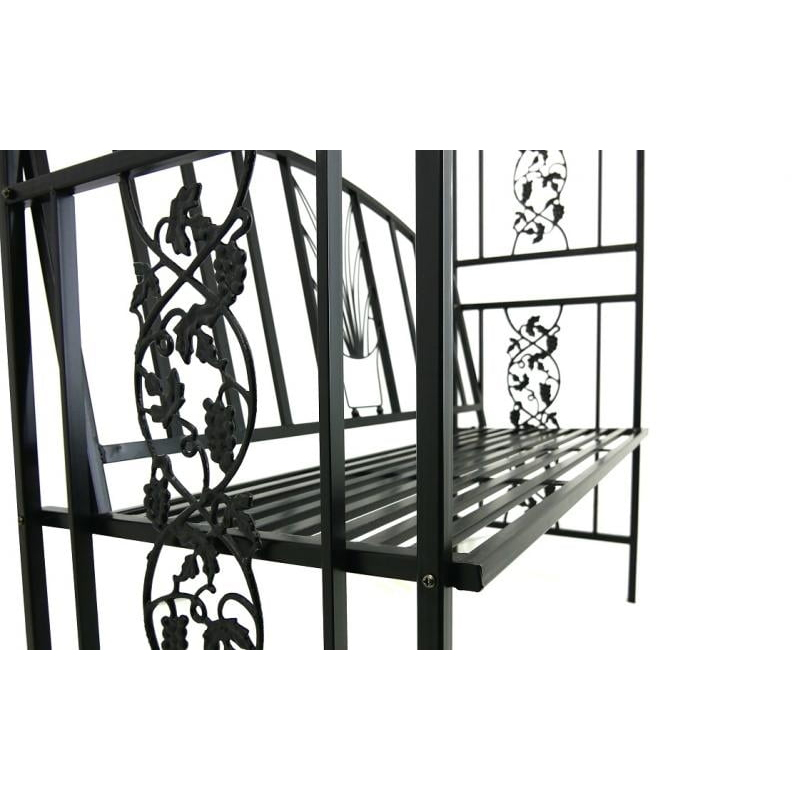 Pergola pentru gradina cu banca, structura metalica solida, 122x58x203 cm, negru - Image 5