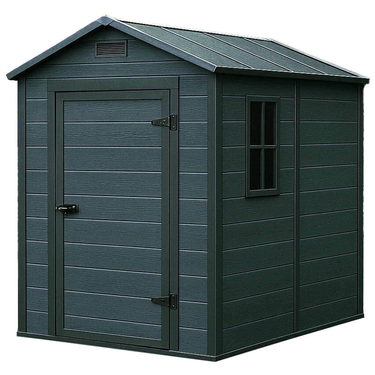Magazie gradina pentru unelte, cu ventilatie si fereastra, PVC imitatie lemn, 131x186x198 cm, negru