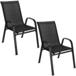Set 2 scaune gradina, cadru metalic, textilene, maxim 120 kg, 92x53x72 cm, negru