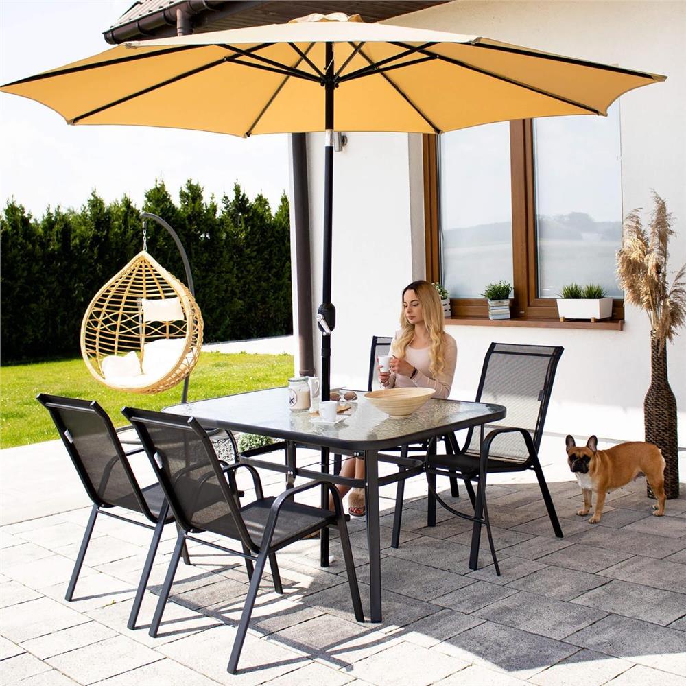 Set 2 scaune gradina, cadru metalic, textilene, maxim 120 kg, 92x53x72 cm, negru - Image 29