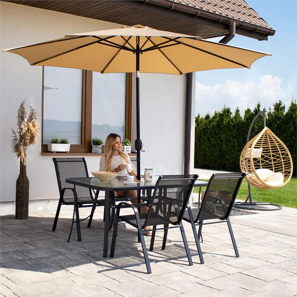 Set 2 scaune gradina, cadru metalic, textilene, maxim 120 kg, 92x53x72 cm, negru - Image 31