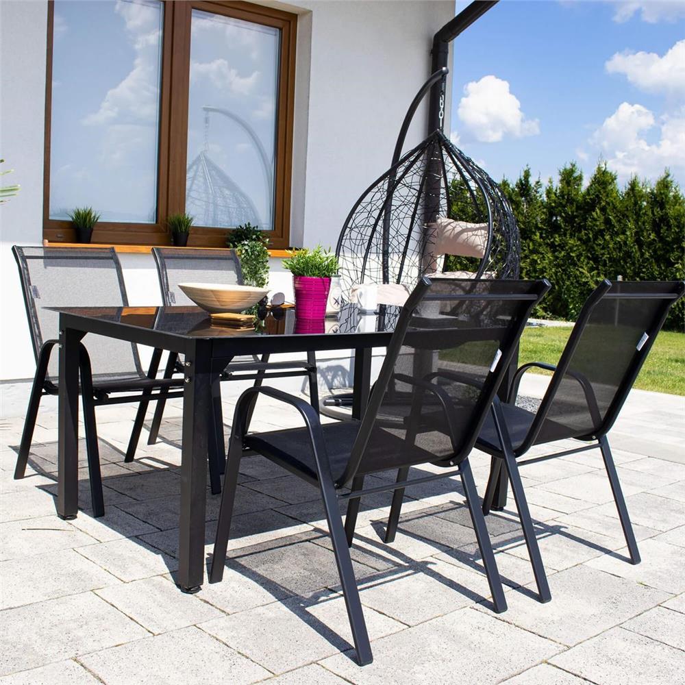 Set 2 scaune gradina, cadru metalic, textilene, maxim 120 kg, 92x53x72 cm, negru - Image 36