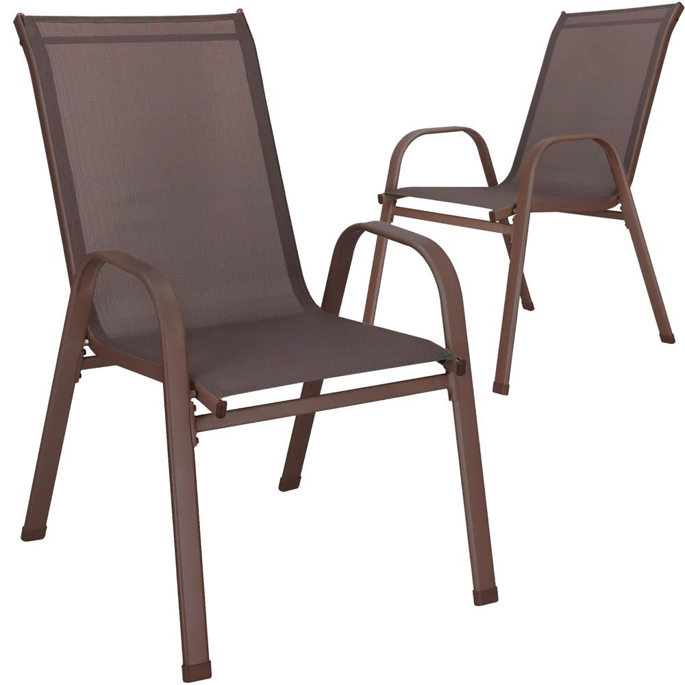 Set 2 scaune gradina, cadru metalic, textilene, maxim 120 kg, 92x53x72 cm, maro - Image 2