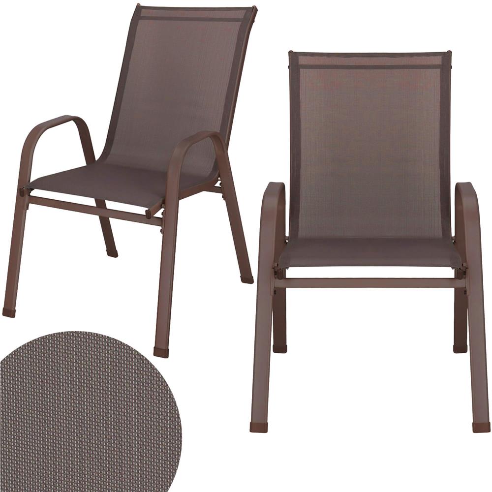 Set 2 scaune gradina, cadru metalic, textilene, maxim 120 kg, 92x53x72 cm, maro - Image 4