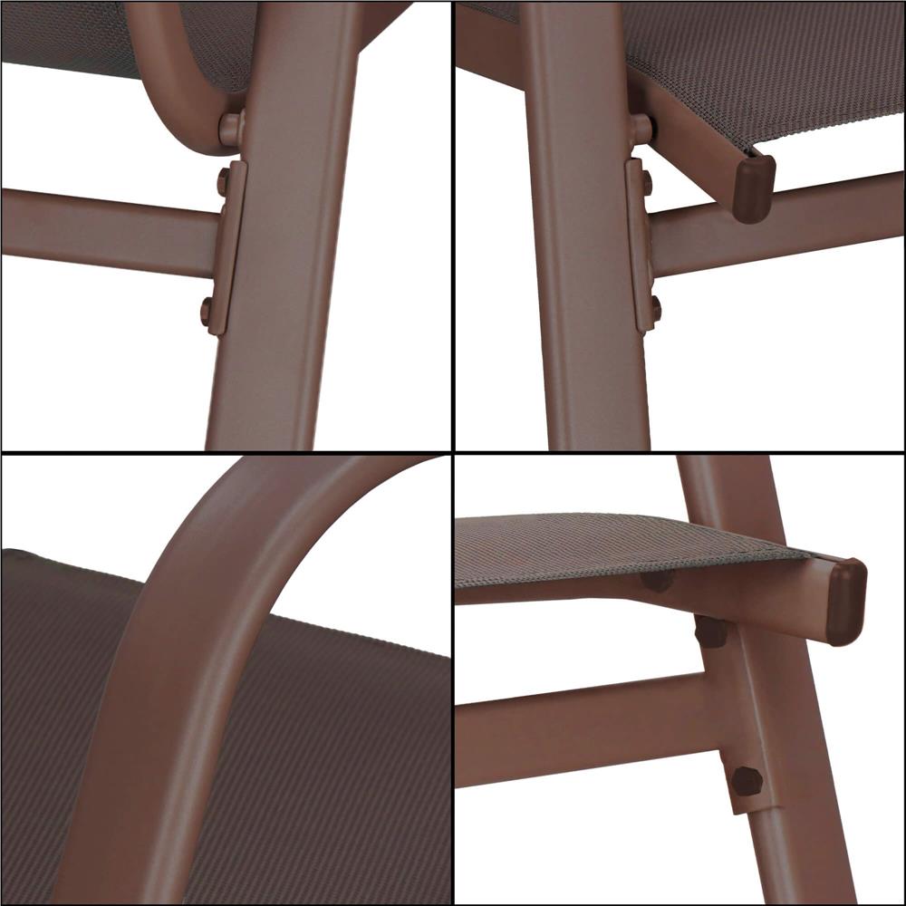 Set 2 scaune gradina, cadru metalic, textilene, maxim 120 kg, 92x53x72 cm, maro - Image 29